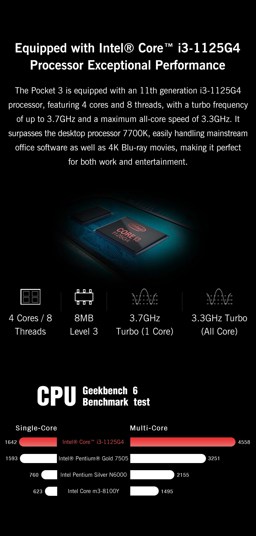GPD Pocket 3 8'' Mini Handheld Laptop Intel Pentium Gold 7505 Touchscreen 180° Foldable Portable Notebook 16GB LPDDR4X 512GB SSD