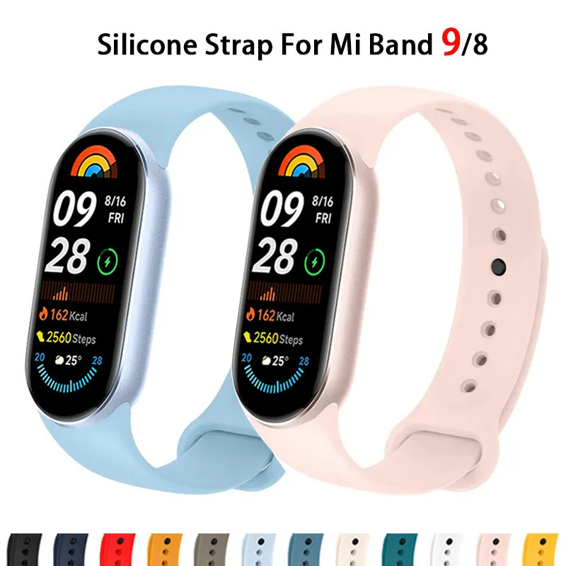 Silicone Bracelet for mi band 9 Strap NFC Accessorie Sport band Rubber SmartWatch Wristband correa xiaomi band 9 mi band 8 strap