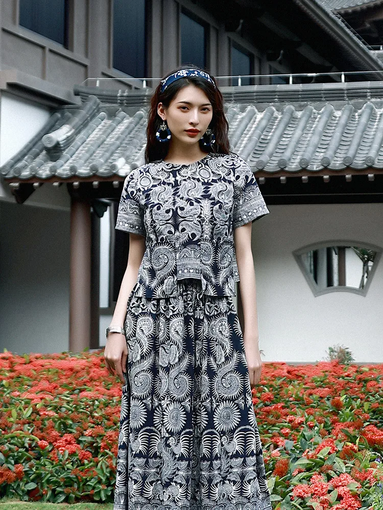 

Женский топ Yang Li Original Design Ele ort Sve из хлопка и льна с цветочным принтом в национальном этническом стиле Cloud Clothes