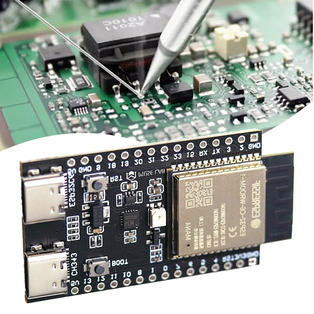 Módulo de desarrollo de ESP32-C6 1-10X, WiFi, Bluetooth, Compatible con ESP32-C6-WROOM-1, placa de sistema mínima, doble tipo C RISC-V 512KB SRAM