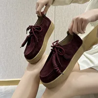 Women Loafers Platform Suede Genuine Leather 2026 New British Style Lace-Up Student Shoes Women Large Size Classic Shoes Ladies - Image 6