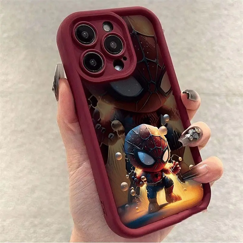 Cool  Marvel Spider Man Domineering Phone Case For iPhone 14 15 Pro Max 13 12 11 Pro XR XS Max X 8 7 Plus Y2K Soft Cover