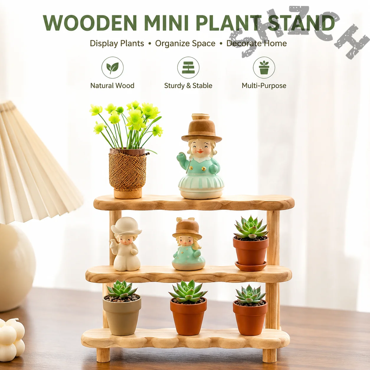 New 2/3 Tier Trapezoidal Wooden Display Shelf Desktop Riser Stand for Perfume Figures Dolls Office Stationery Storage Organizer