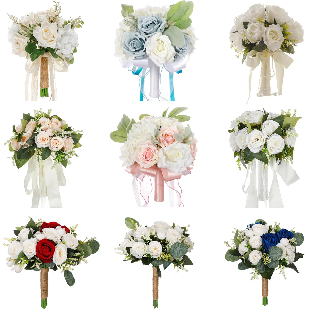 

Bridal Bouquet, Western-style Artificial White Rose Bouquet, Factory Supply Wedding Bouquet