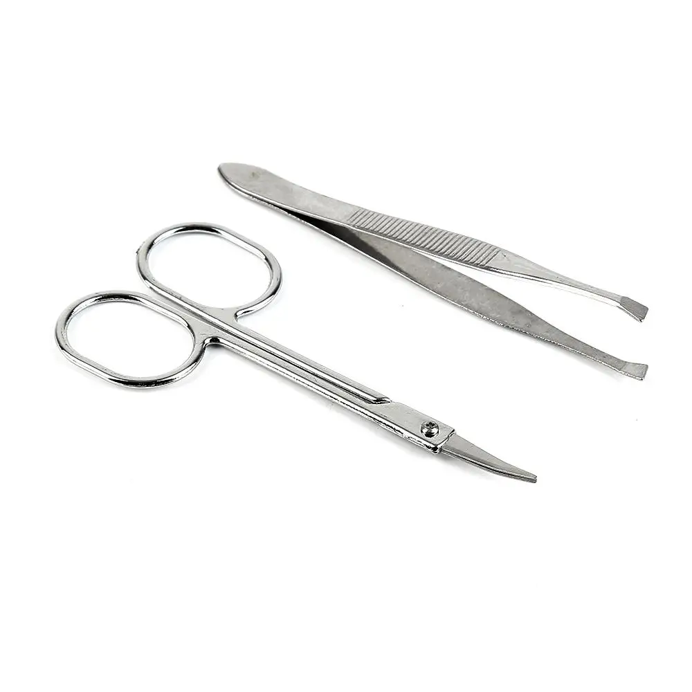 set Stainless Steel Make Up Eyelash Eyebrow Hair Removal Tweezer scissors