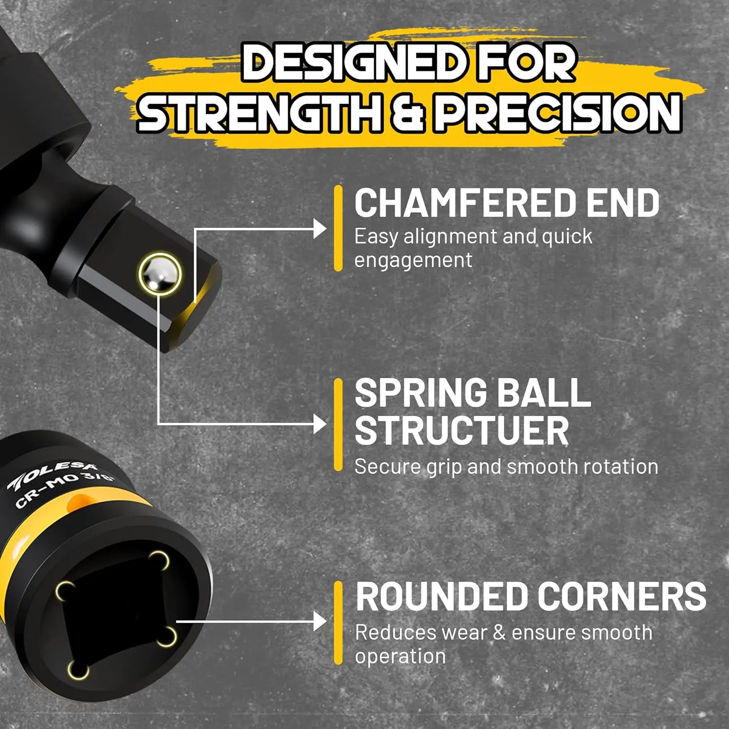 مجموعة مقابس دوارة 1/2 بوصة، 3/8 بوصة، 1/4 بوصة محول مشترك U مرن CR-MO فولاذ