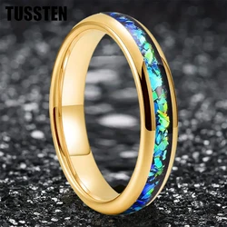 TUSSTEN anillo de boda de carburo de tungsteno para hombres y mujeres, banda de compromiso de fragmentos verdes azules brillantes, cúpula pulida brillante, 4mm
