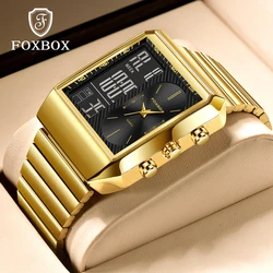 LIGE New Fashion Square Digital Watch Men Casual Sports Waterproof Men's Quartz Wristwatches FOXBOX Top Brand Luxury Chronograph