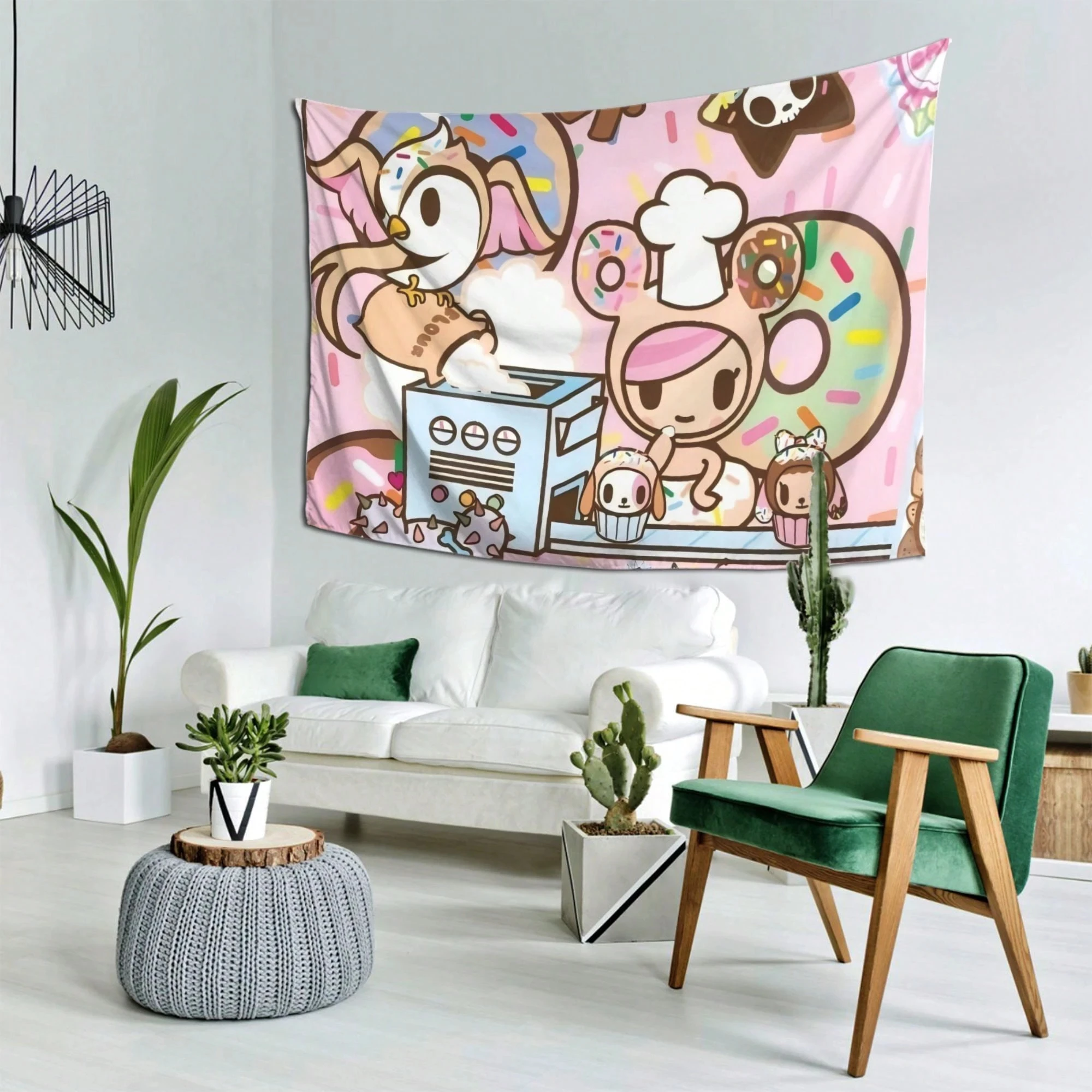 New Cute Cartoon Character Print Tapestry Multi-functional Seamless Wall Hanging Decor For Bedroom Living Room Home Studio
