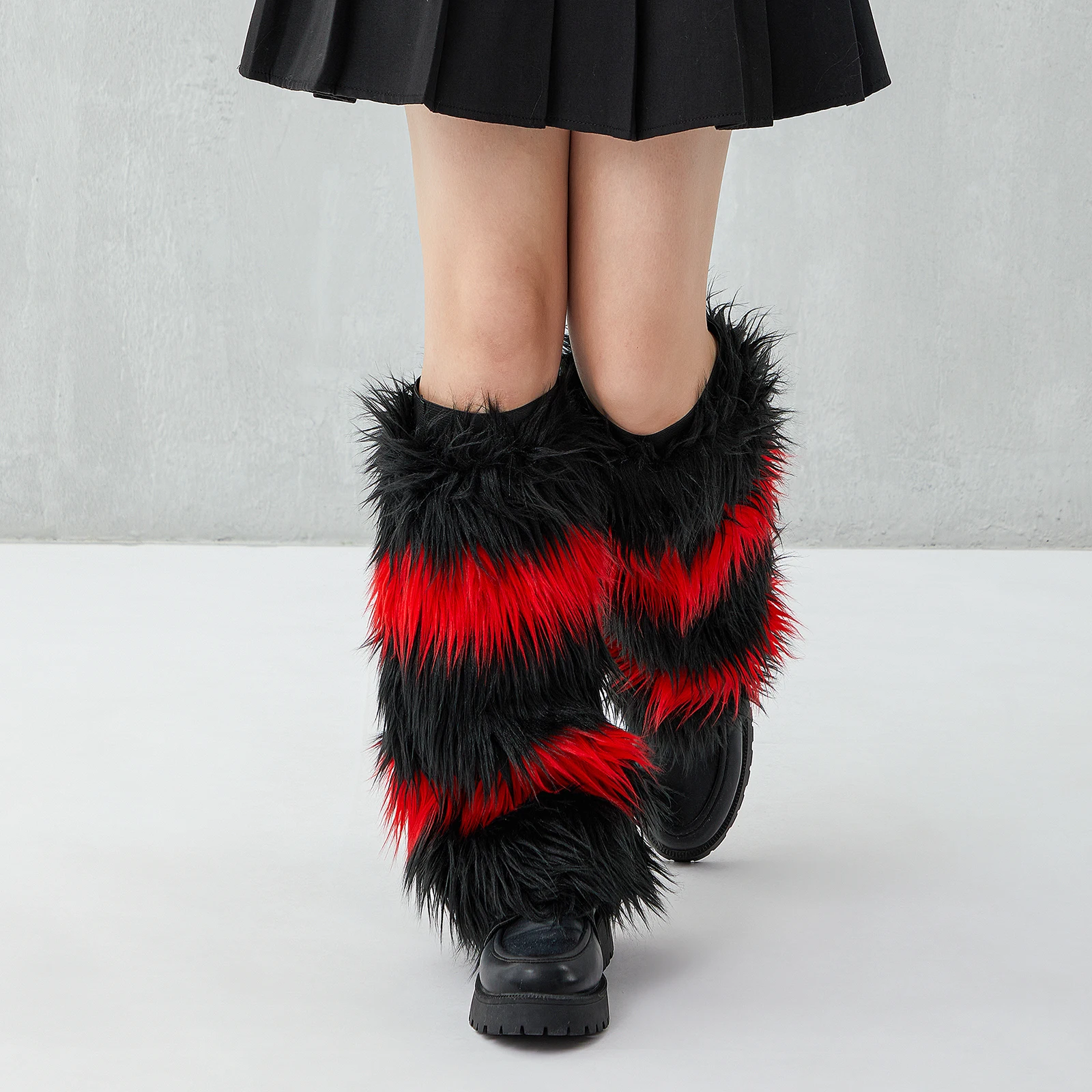 Douhoow Fashion Women Leg Warmers Y2k Ladies Girls Autumn Winter Knee Foot Cover Harajuku Fur Warm Boots Furry Leg Warmers