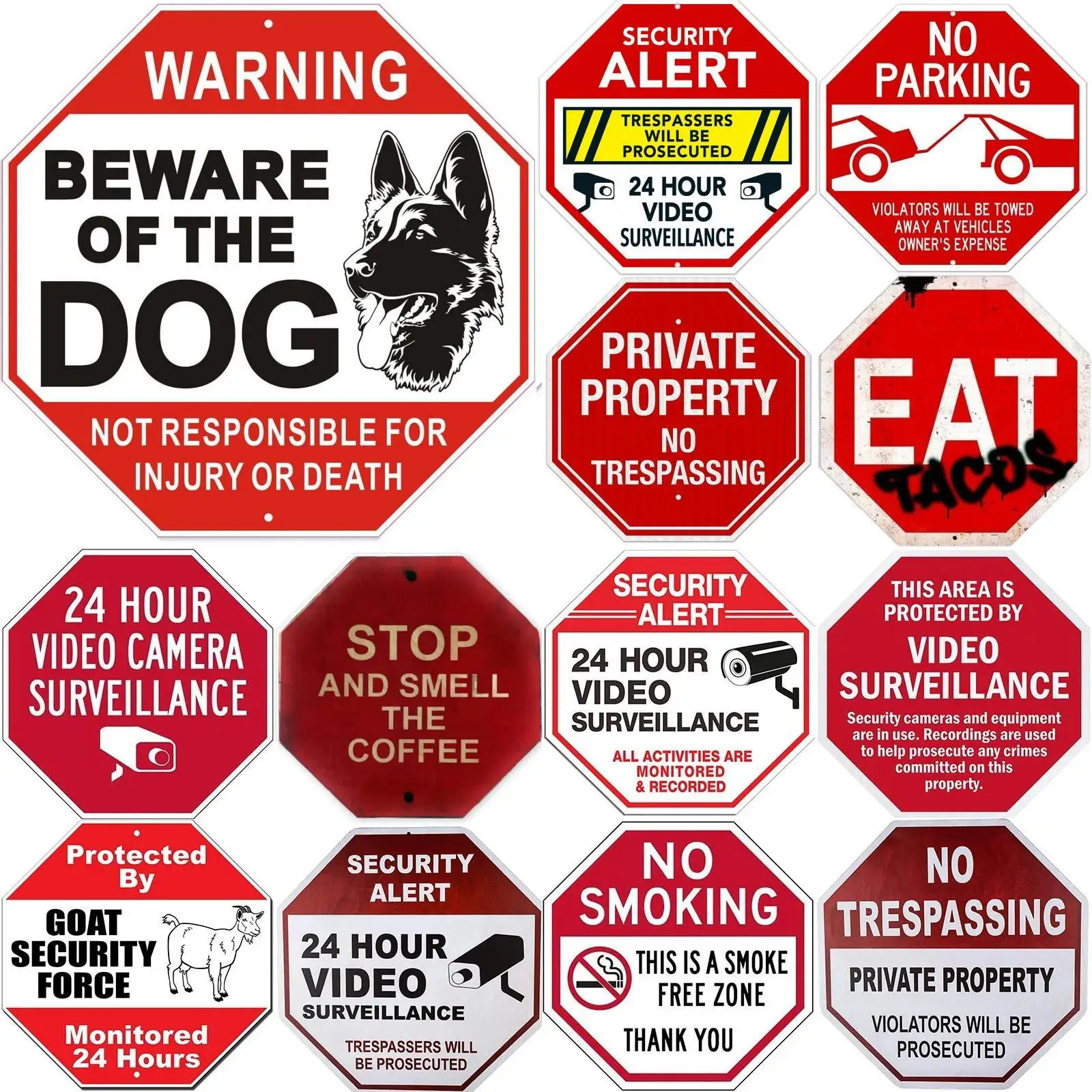 No Trespassing Octagon Metal Tin Signs Warning Reflective Signs Rust Free UV Protected and Waterproof For Home Road Club Decor