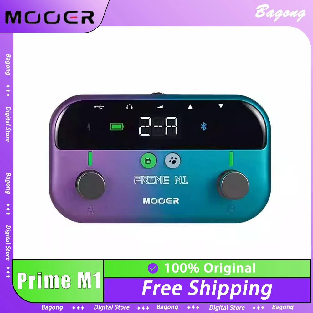 MOOER Prime M1 Guitar Pedal Custom Effectors with 128 Guitar Effect Drum Machine Tuner LOOPER Support Bluetooth Built-in Battery