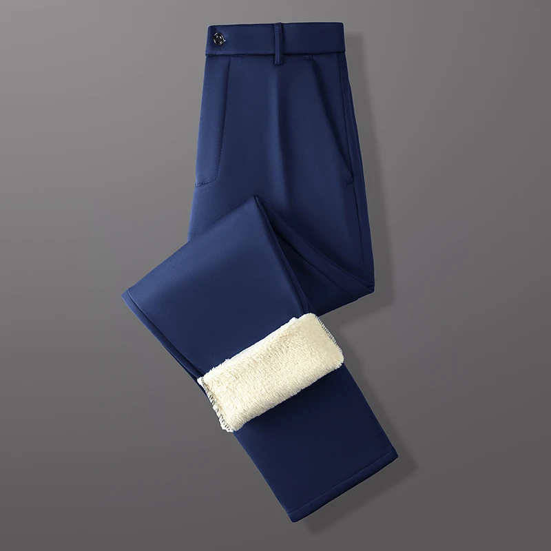 Vielseitige, kältebeständige Herrenhose mit dickem Plüschfutter, Stretch-Gürtelkompatibilität, für verschiedene Anlässe geeignet, lange Hose. – Detail 12