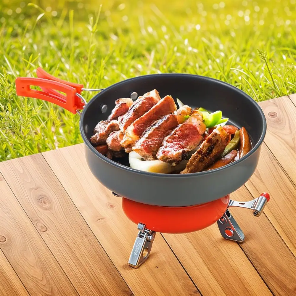 Aluminum Alloy Camping Cookware Kit Nonstick Coating Foldable Storage Outdoor Cooking Set Portable Travel Tableware Hiking
