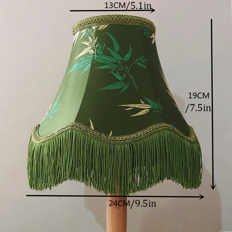 Retro Green Tasseling Lampshade Bedroom European Luxury Table Desk Lamp Cover Drum Dome Floor Light Replacement Cover Home Decor