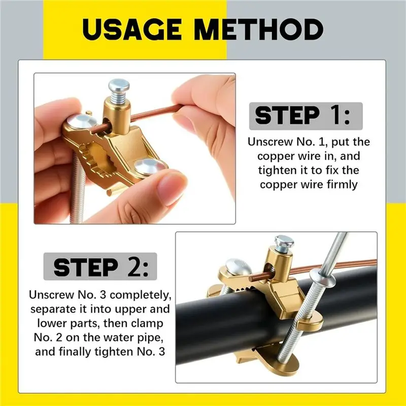 A98E-Electrical Grounding Clamp 2 Pieces Water Heater Bonding Kit 1/2