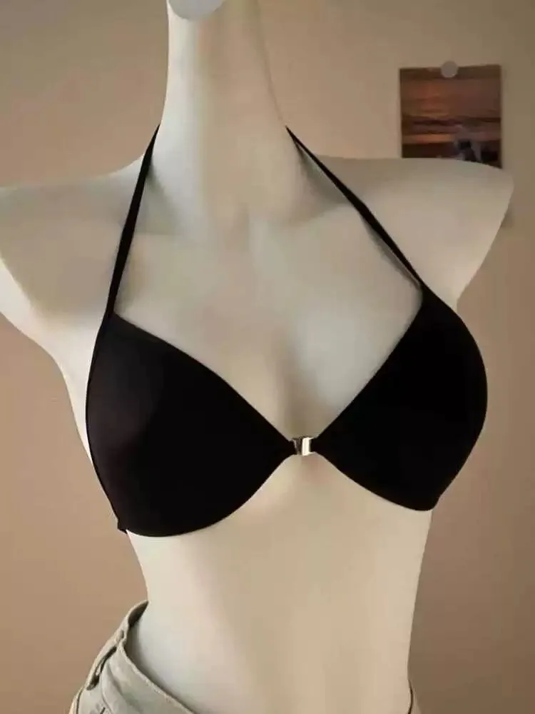 Dámská ultratenká francouzská podprsenka s předním knoflíkem, push-up podprsenka s ramínky, trojúhelníkový košíček, šetrná k pokožce pro malý hrudník BANERDANNI - náhled 3