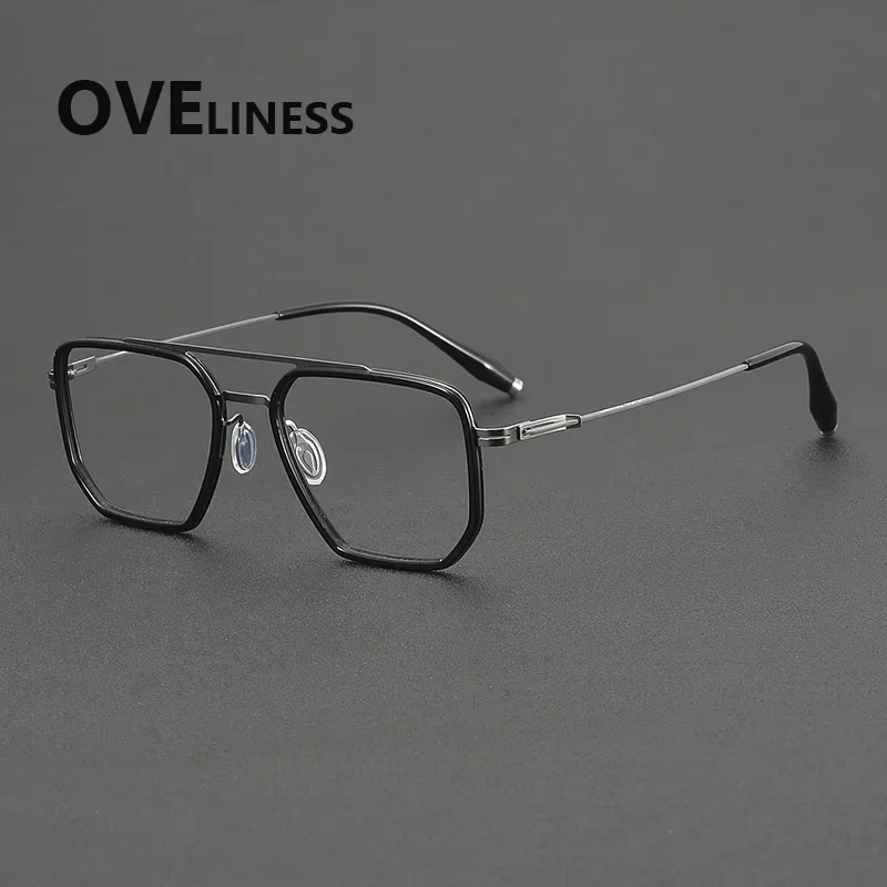 

2026 Acetate Titanium Glasses Frame for Men New Brand Design Square Eyeglasses frame Ultralight High Quality Eyewear spectacles
