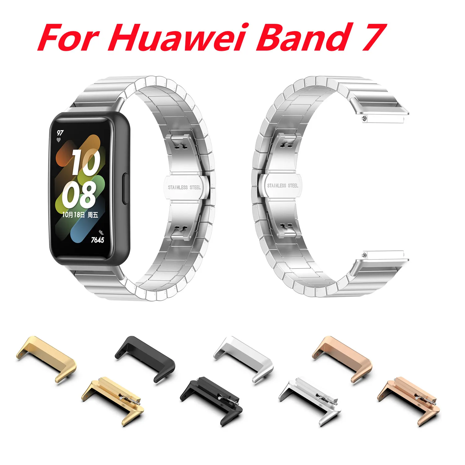 Connector Adapter For Huawei Band 7 45mm Band Connectors for Huawei Band  45mm Stainless Steel Band 7 Watch Accessories