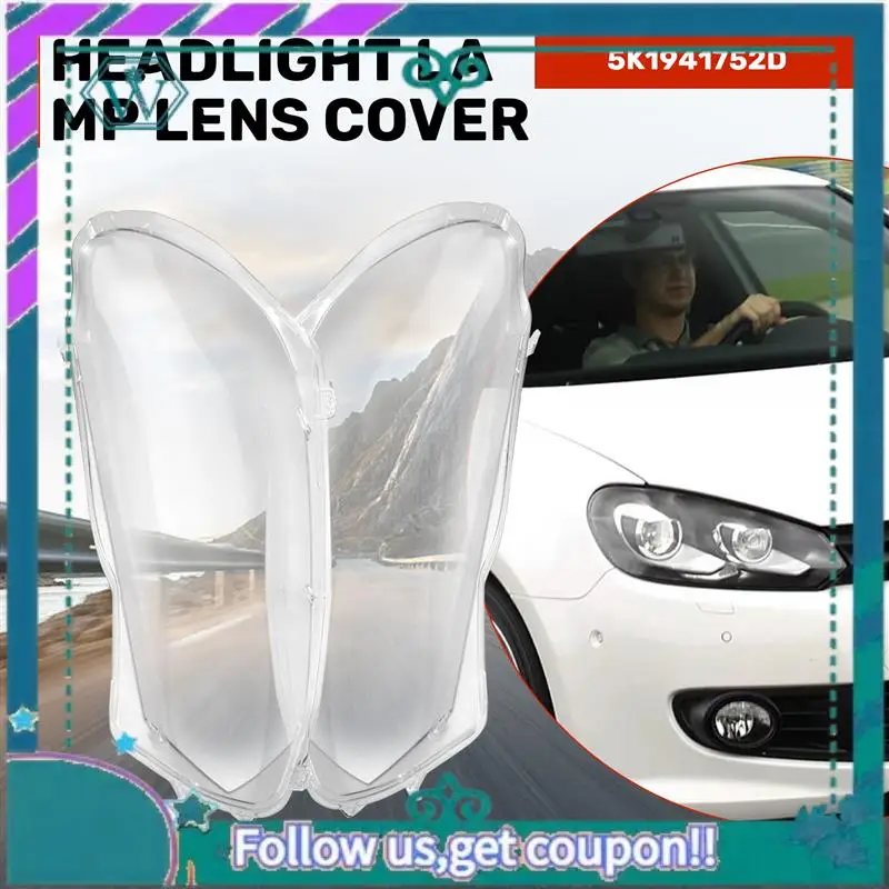 

AA92-Car Headlight Shell Headlight Lens Replacement Auto Transparent Lampshade For-VW Golf 6 MK6 R 2009-2012