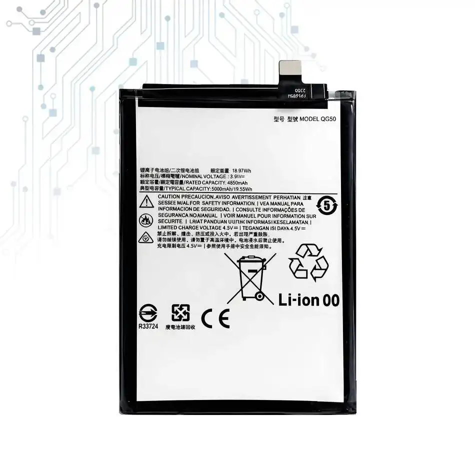Mobile Phone Battery Stable For Motorola Moto QG50 Lightweight 5000Mah