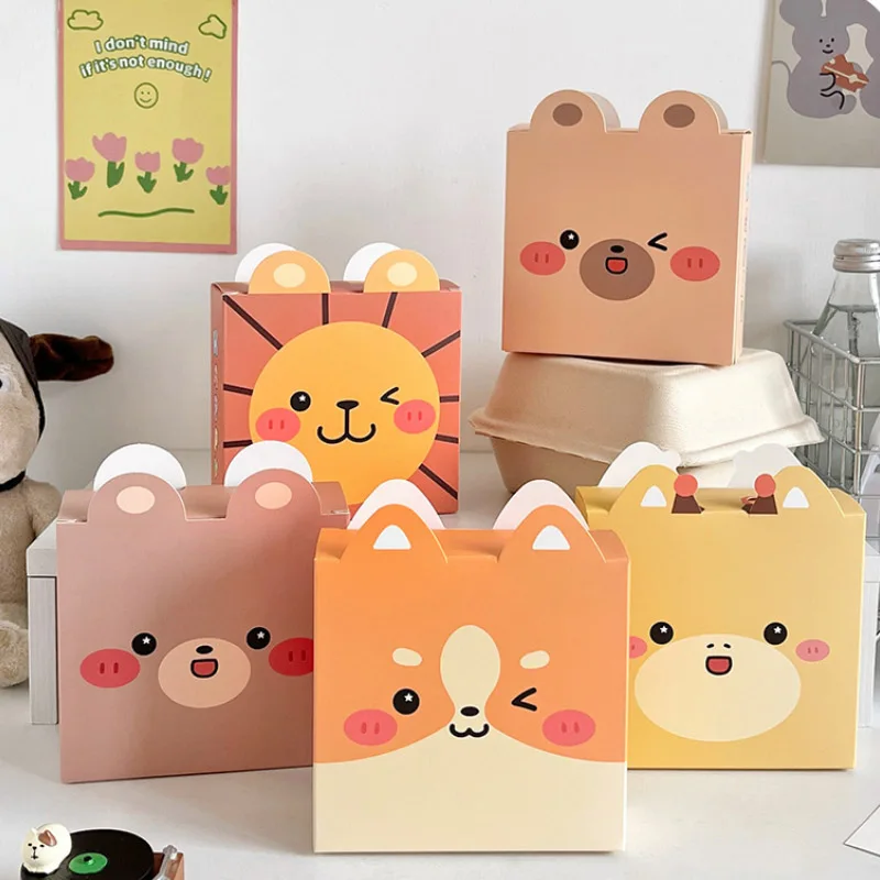 

50 шт., коробка для конфет с мультяшными животными, бумажная маленькая подарочная складная сладкое печенье, шоколадное рабина, детские праздничные коробки