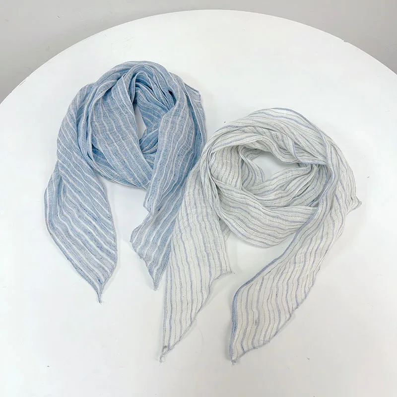 وشاح نسائي من الكتان طويل للحماية من أشعة الشمس ملحق للرقبة من مخطط لعطلة الصيف والشاطئ والربيع #6