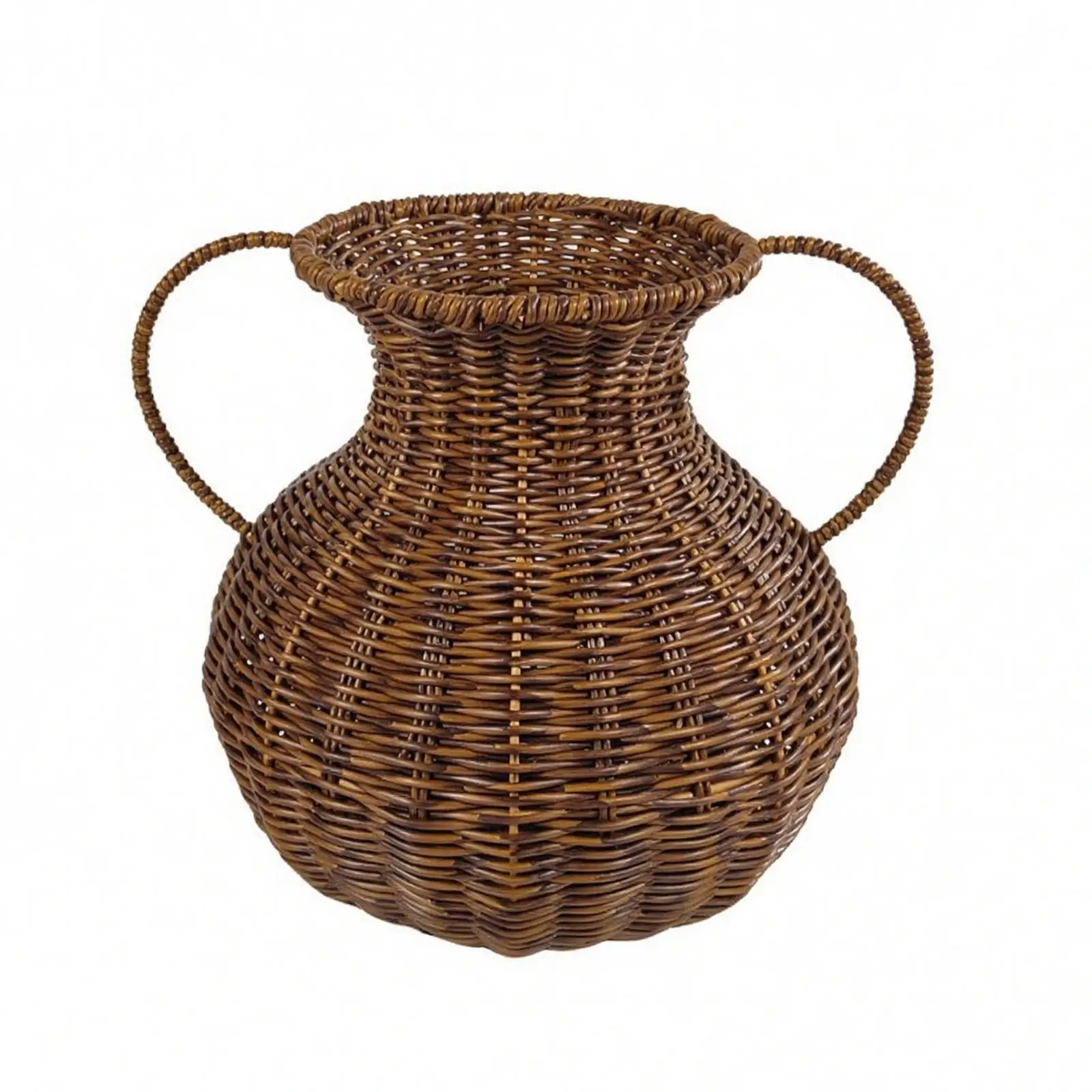 Bulbous Woven Decorative Vase PP Material Textured Braided Surface for Centerpiece Table Display Modern Decor