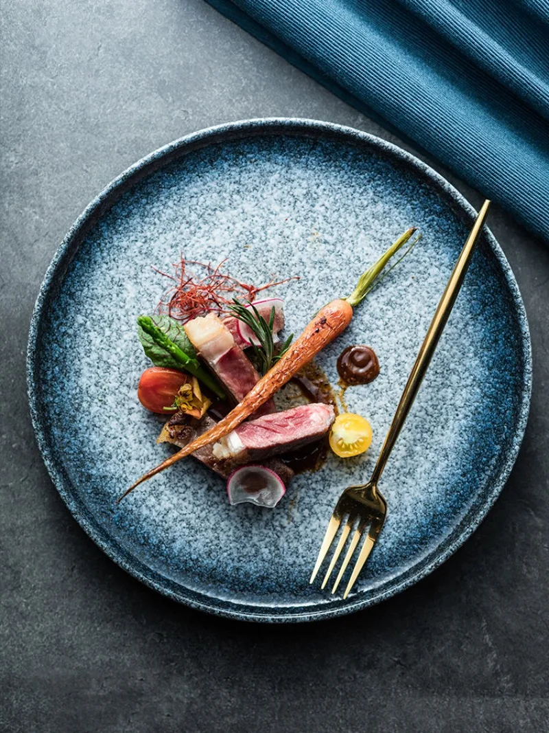 Japanese Steak Western  Premium Commercial Household Ceramic Vegetable  Fish Plate Dim Sum Flat
