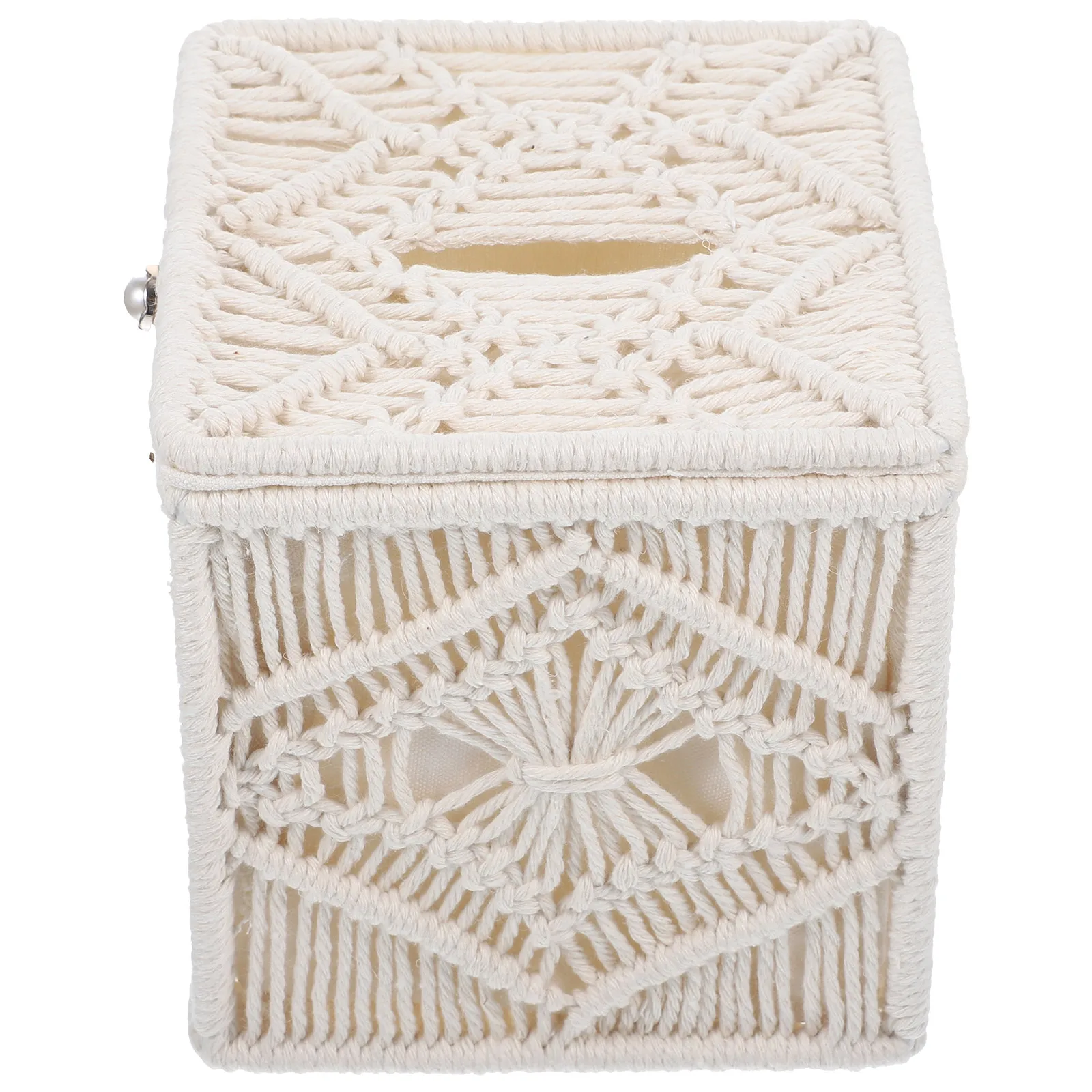

Bohemian Woven Box White Cotton Rope Paper Towel Dispenser Tissue Box Cover Storage Container Home Office Decor ganizer