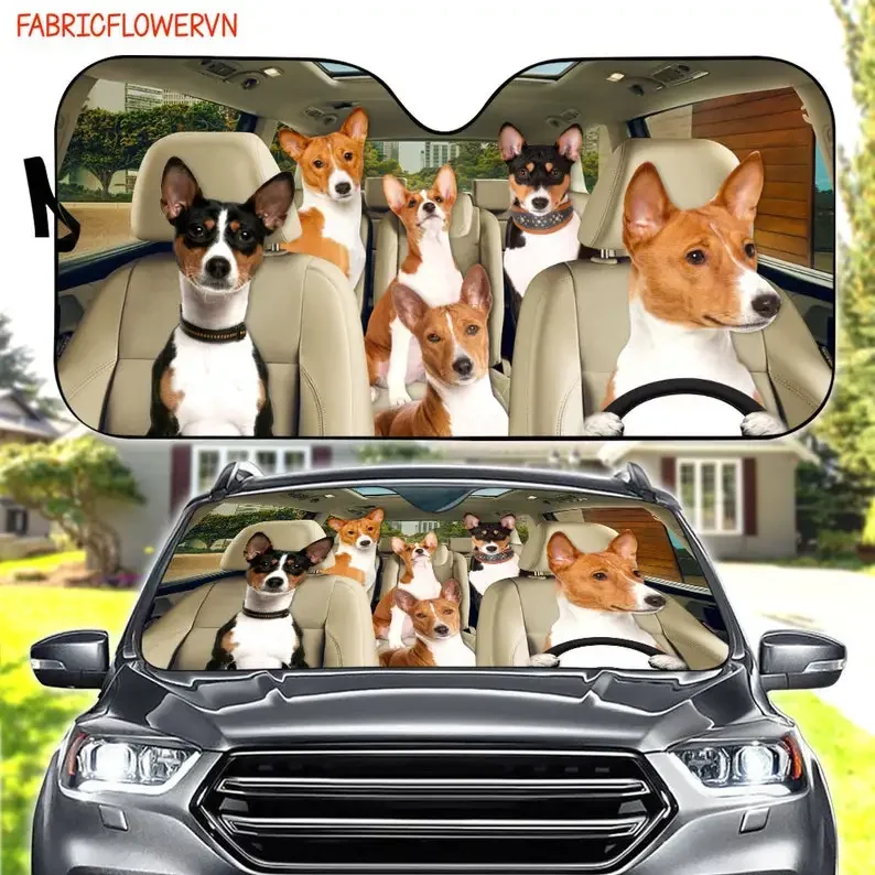 Basenji Car Sunshade, Basenji Car Decoration, Basenji Windshield, Dog Lovers, Dog Car Sunshade, Gift For Mom, Gift For Dad