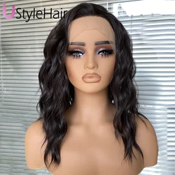 UStyleHair Dark Brown Lace Front Wig Natural Looking 12inches Short Wave Wig Heat Resistant Synthetic Hair Daily Use Cosplay Wig