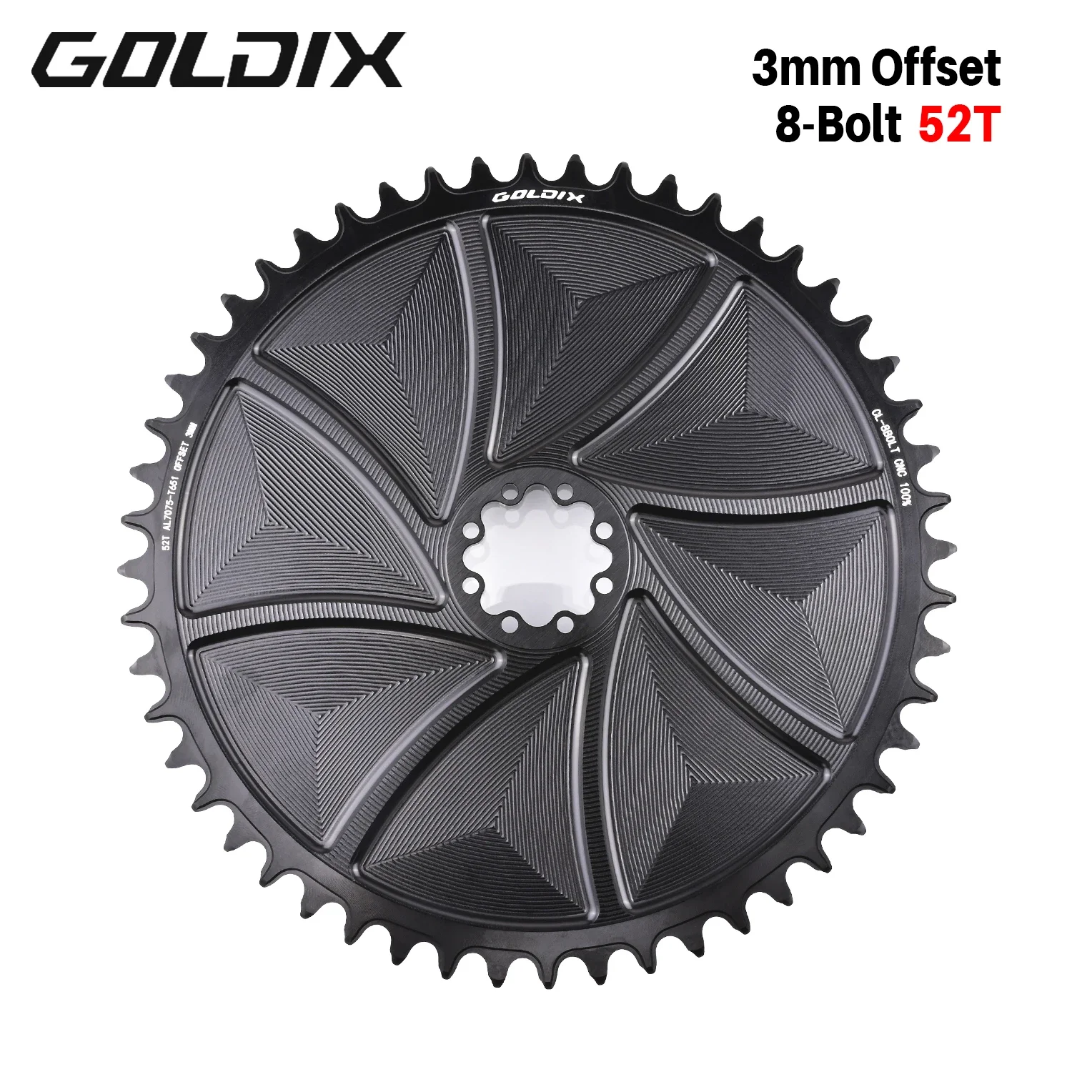 GOLDIX 8-Loch-Direct-Mount-AERO-Fahrradkettenblatt, schmal-breit, CNC-gefrästes Aluminium-Kettenrad für Rennrad- und MTB-Kurbelgarnituren