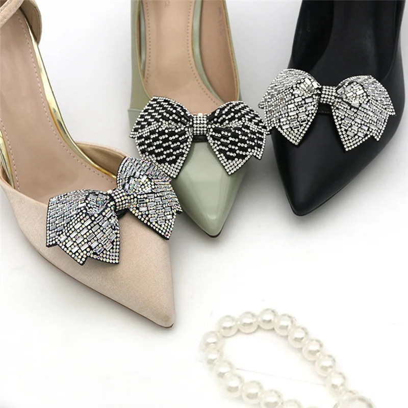 FZFZ 2Pcs Women  Bow Detachable Shoe Clips Removable Shoe Buckles Decorative Shoes Accessories For Wedding Party C Easy T