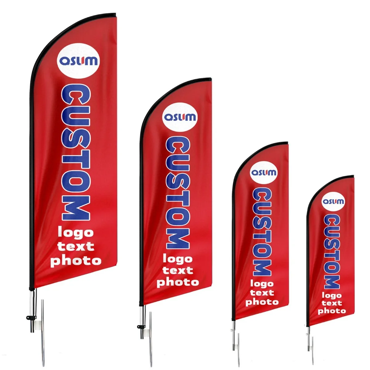 Custom Feather Flag 2.5x12.1FT Personalized Logo Text Swooper Banner for Business Outdoor Advertising