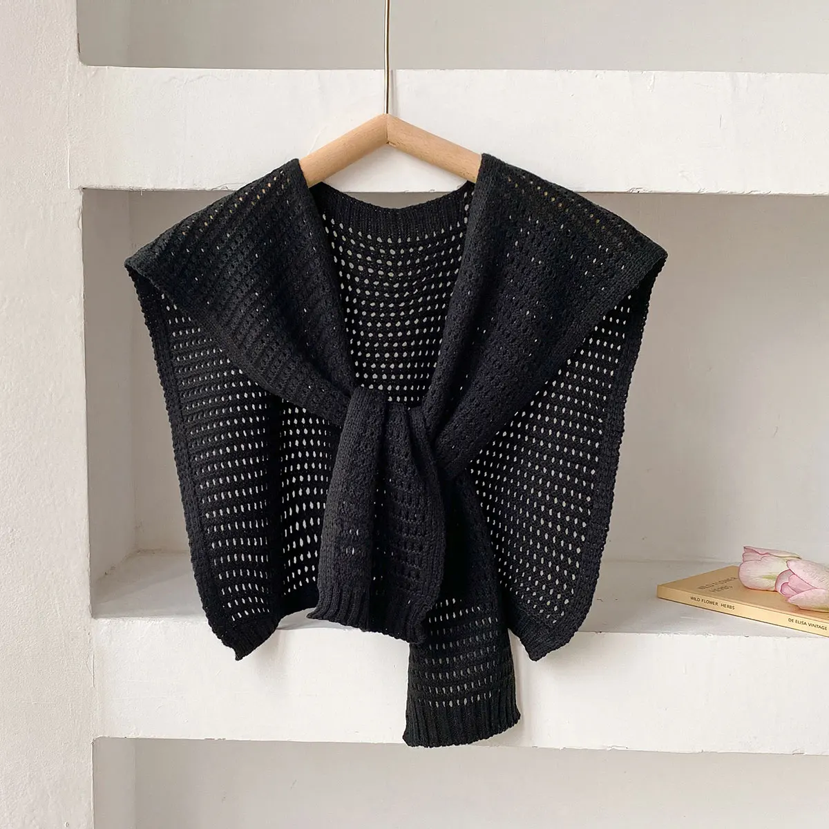 2025 Korean Solid color Knit Women Fake Collar Shawl Summer Air Conditioned Shoulder Protect Cervical Spine Thicken Warm Scarf
