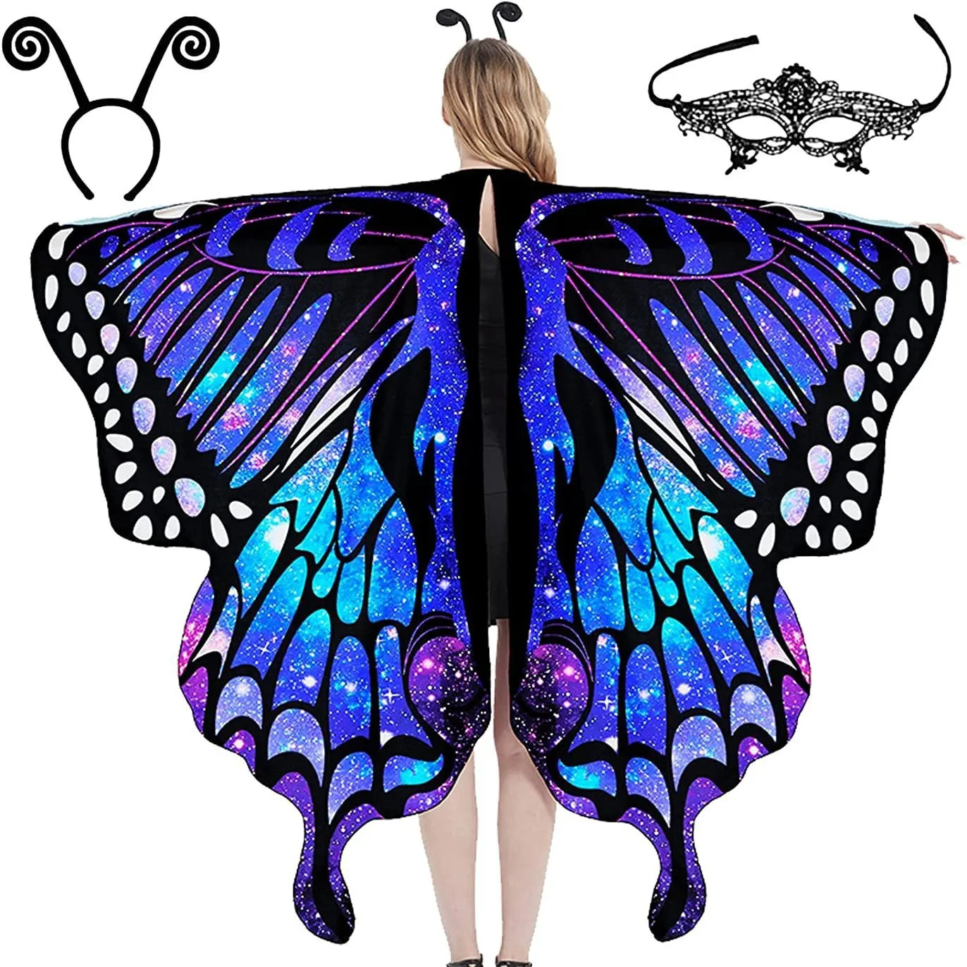 Rotating  Shawl Gradient Color Wings Big  Cloak for Halloween Belly Dance Ethnic Style Women's Fashion