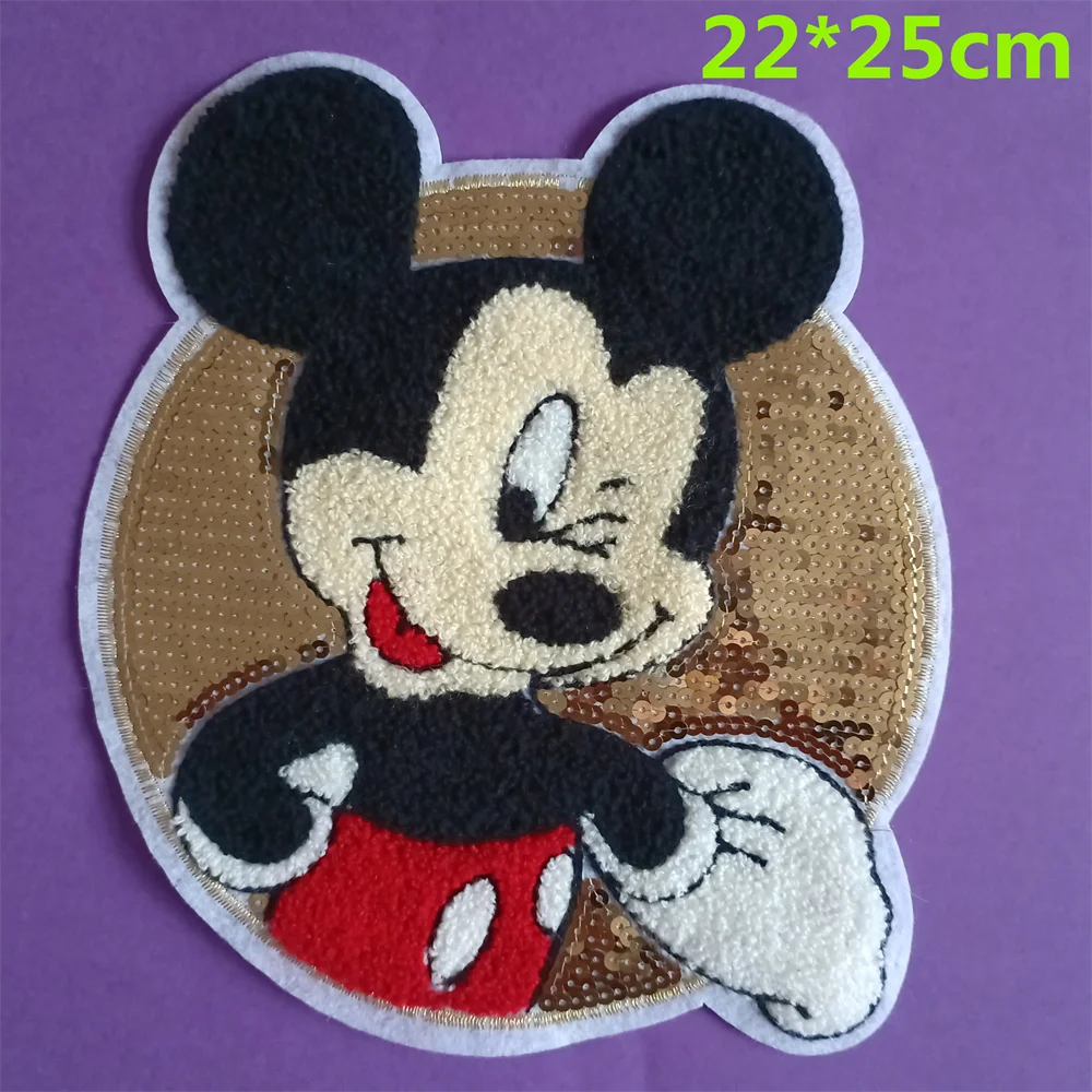 [1Pcs Large] Minnie Mouse Anime Mbroidered Patches for Children\'s Clothing Mickey Mouse Sew On Cute Luxury Patch for Kid Jackets