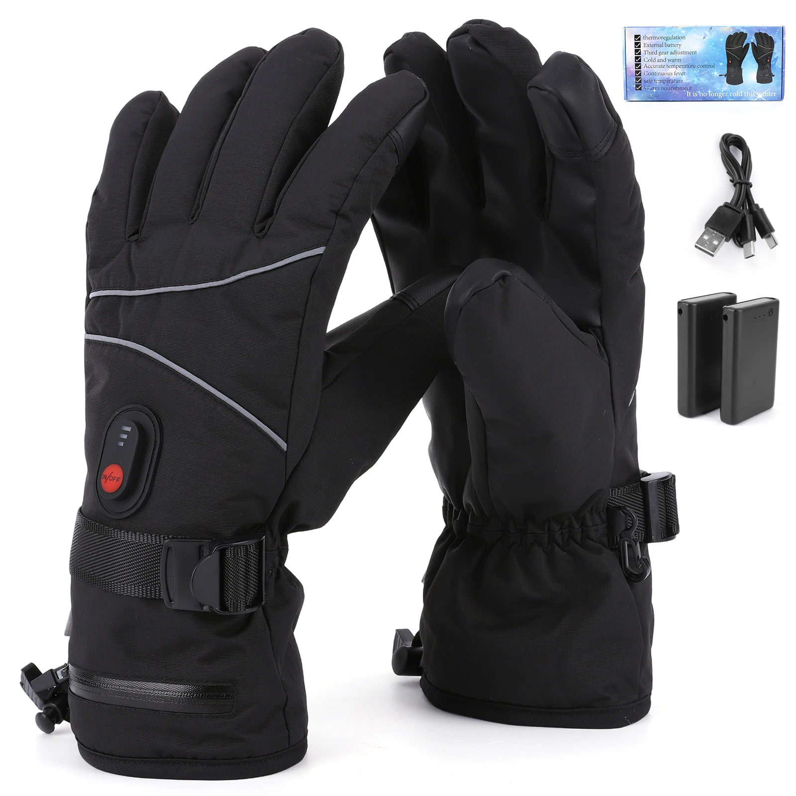 AliExpress NONE Electric Heating Gloves Touchscreen Anti-Scratch Heated Gloves 4000mAh Windproof Hand Warmer for Motorcycle Bike Glove
