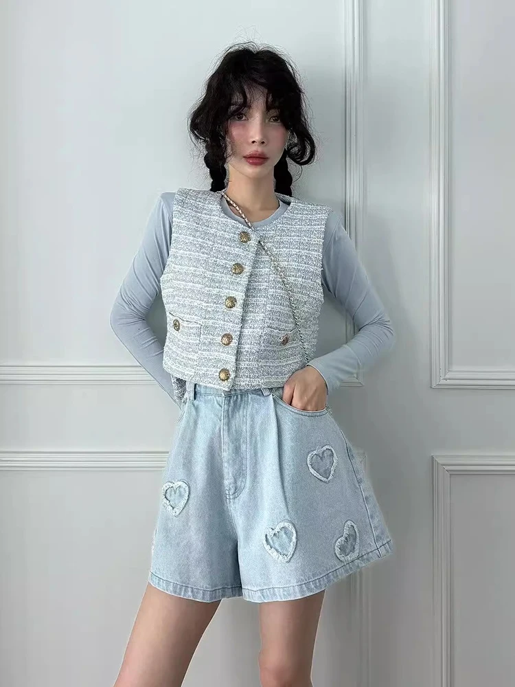 

Шикарные широкие джинсы с высокой талией, женские летние новые джинсы для снижения возраста, дизайн для похудения, джинсовые орты