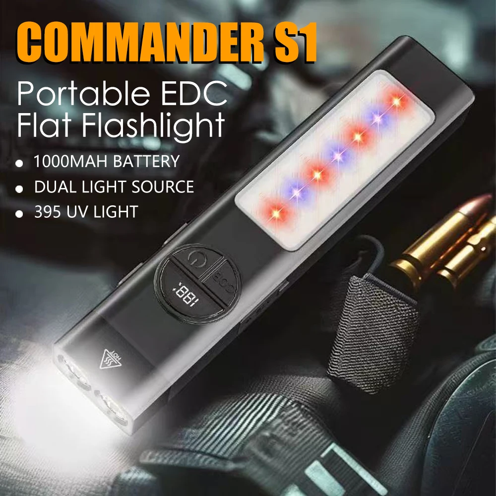 Commander S1 EDC Flashlight Rechargeable 400LM LED Keychain Torch With RGB Side Light Outdoor Emergency Camping Pocket Lantern