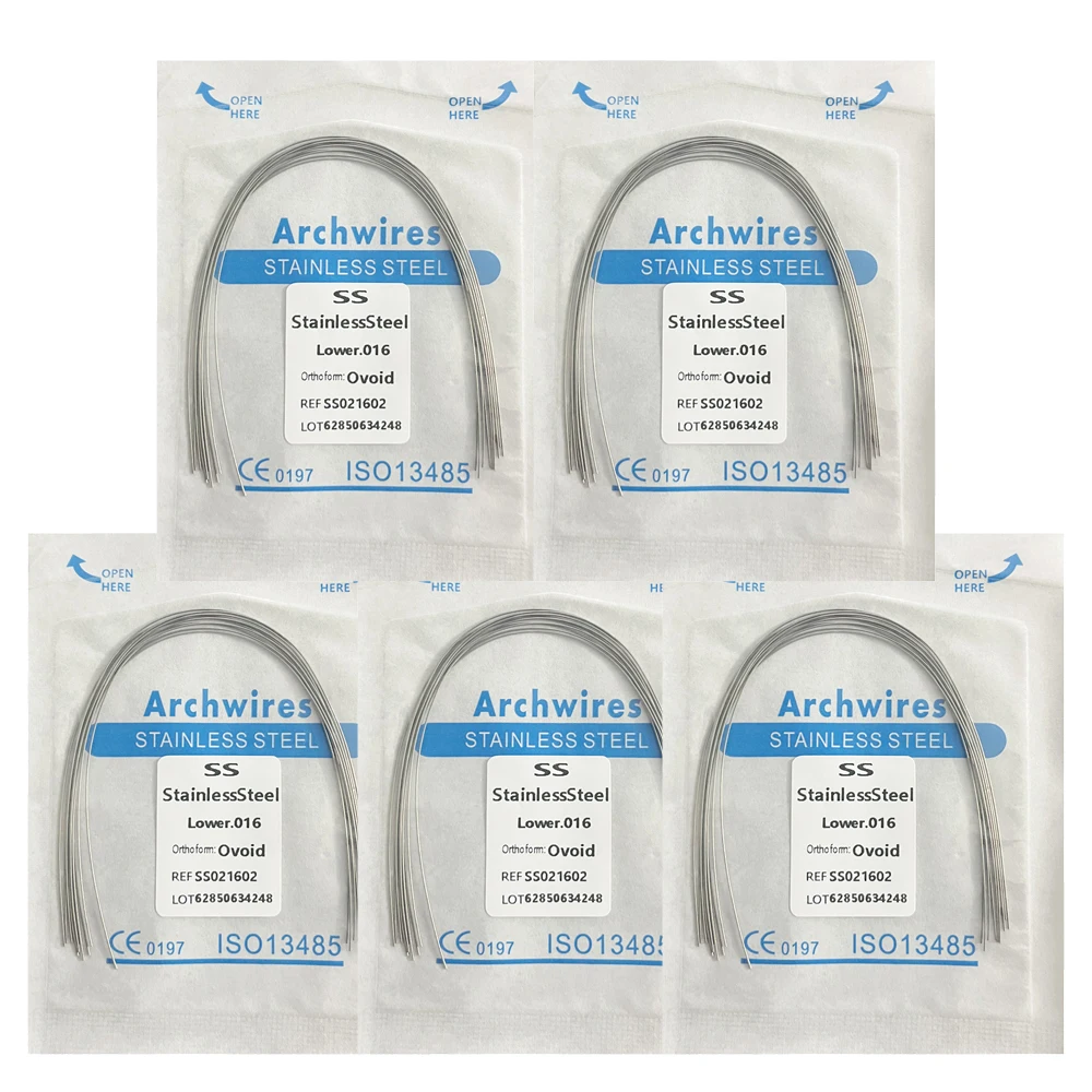 5Pack AG Tandheelkundige Boogdraden Orthodontische Super Elastische NITI Ronde Rechthoekige Boogdraad Onder/Boven 012/014/016/018/020/16x16/16x22
