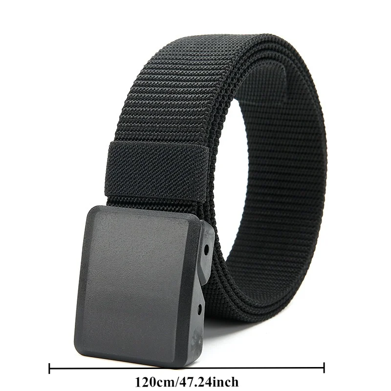 Stylish Simple Versatile Men's Canvas Belt with Plastic Buckle - Student Daily Casual Military Training Smooth Buckle Belt