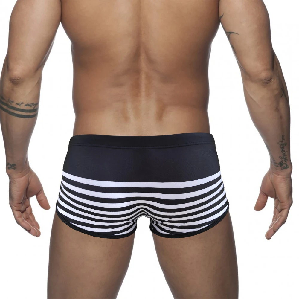 Summer Mens Striped Swimwear Nylon Quick Dry Swimming Trunks Sexy Mayo Bathing Swimsuits Fashion Male Sport Beach Surfing Shorts