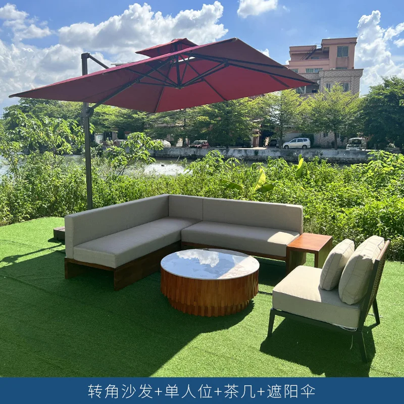 Garden Hotel Creative Solid Wood Sofa Coffee Table Full Living Room Villa Simple Furniture