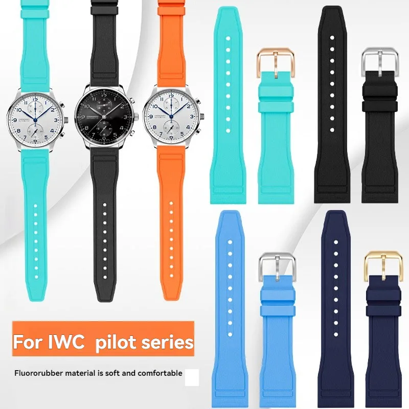 

20mm 21mm 22mm Fluororubber Watch Strap for IWC Portuguese Pilots Citizen Oris Tissot Speedy FKM Rubber Strap Men Wristband
