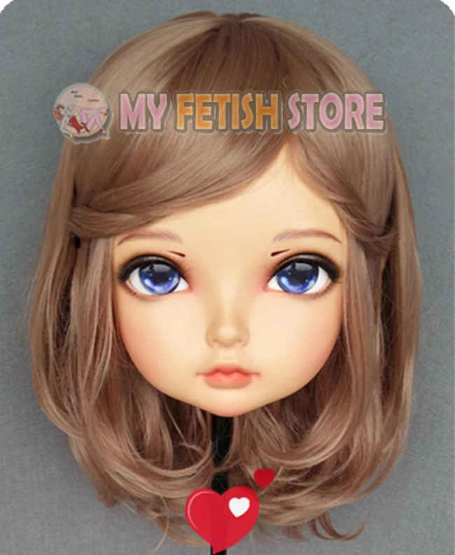 (GL331) femme douce fille résine demi-tête Kigurumi BJD yeux Crossdress Cosplay japonais Anime rôle Lolita masque avec yeux et perruque