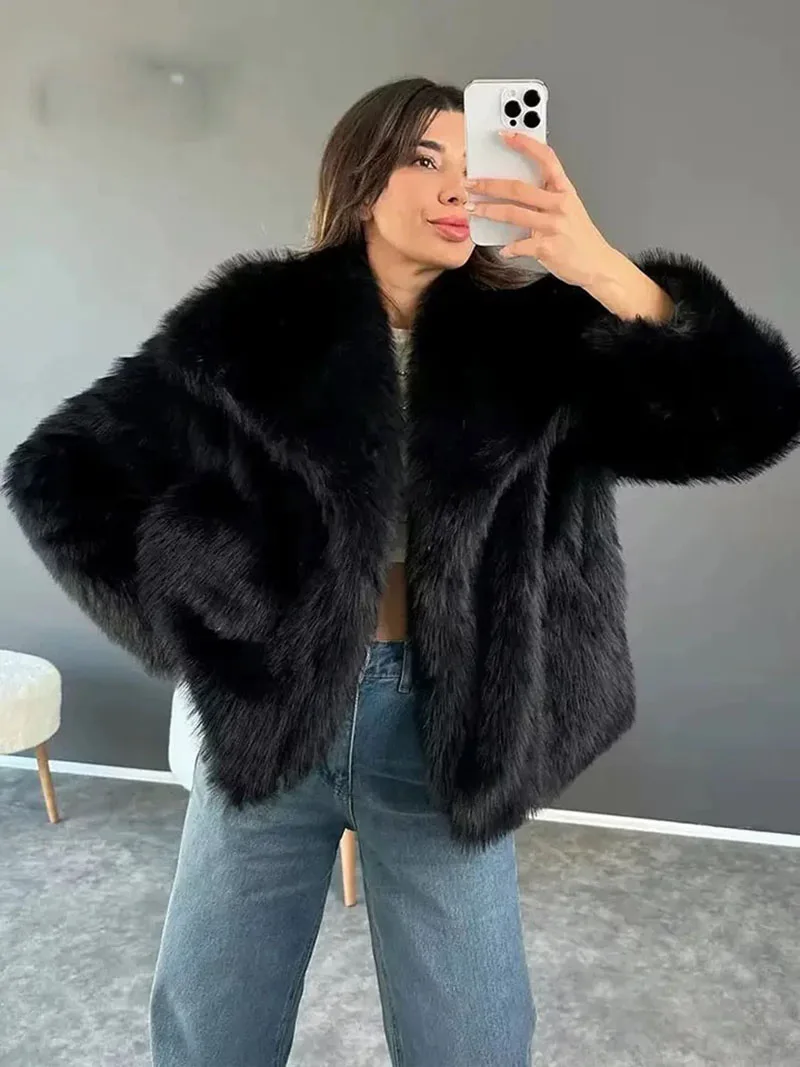 woman European and American Coats women's clothing autumn winter new imitation fur coat top women's short woolen coat Jackets