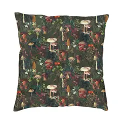 Vintage Night Mushrooms Cushion Cover Sofa Decoration Botanical Forest Garden Square Throw Pillow Case 40x40