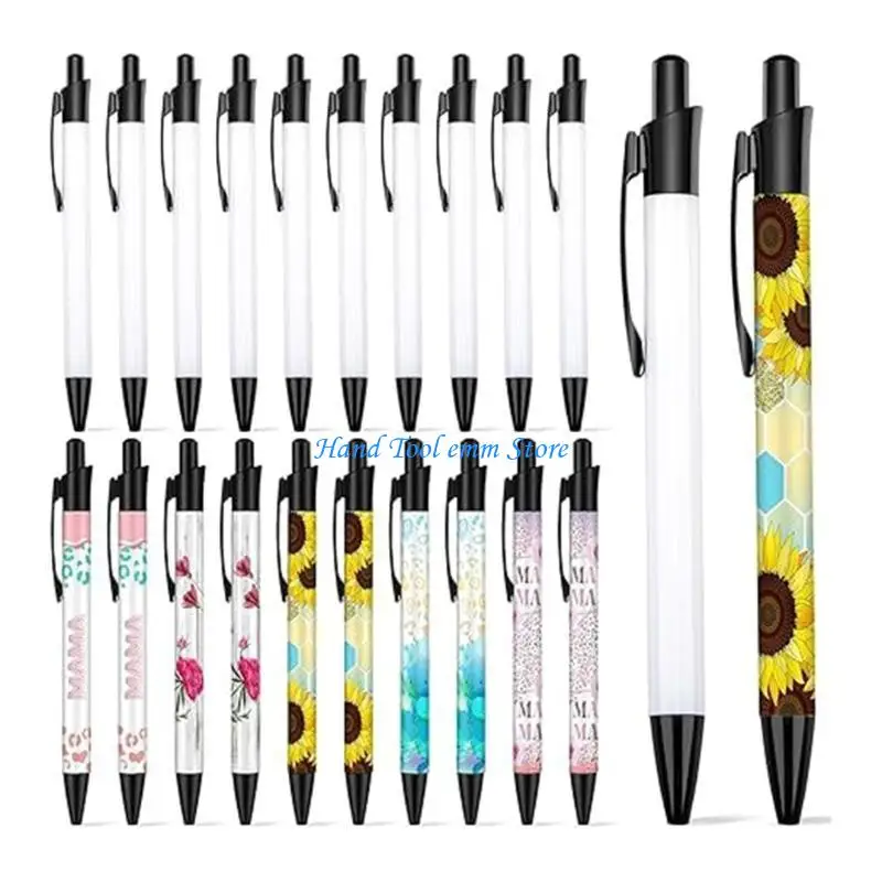

H37F Retractable Ballpoint Pen with Shrink Films, Sublimation Pens Blank Heat Transfer Ballpoint Pen for Full Printing Pens